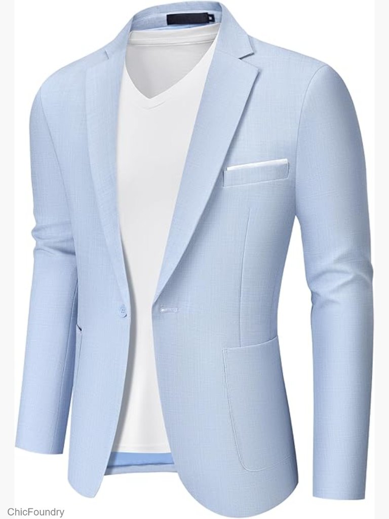 Men's One Button Blazer Lightweight Casual Sport Coat Suit Jacket